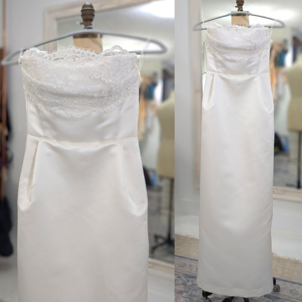 Custom Chantilly Column Wedding Gown - Picture 7 of 7